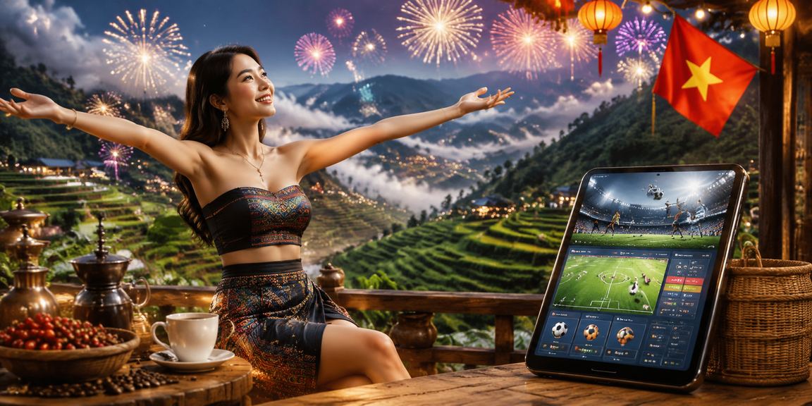 Người dùng tại Sapa xem cược thể thao trên điện thoại bên tách cà phê